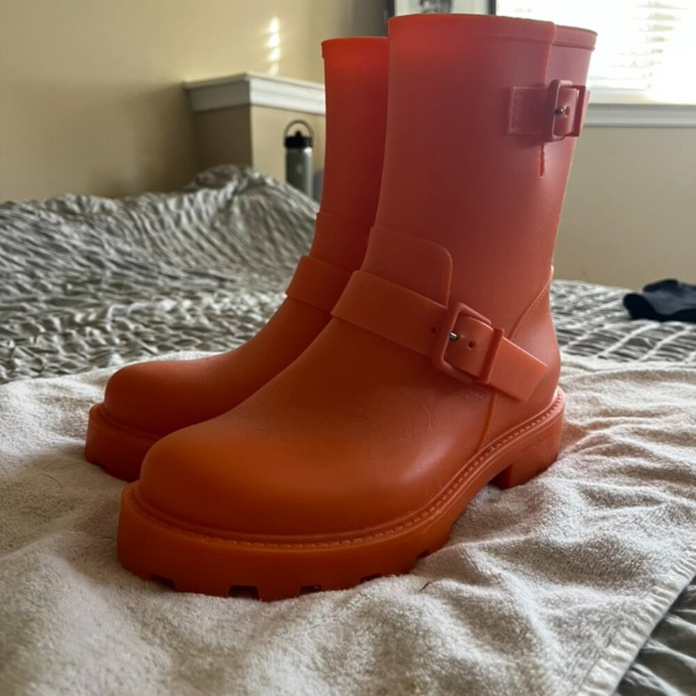 Jimmy Choo Yael Rain Boots Orange Size 40